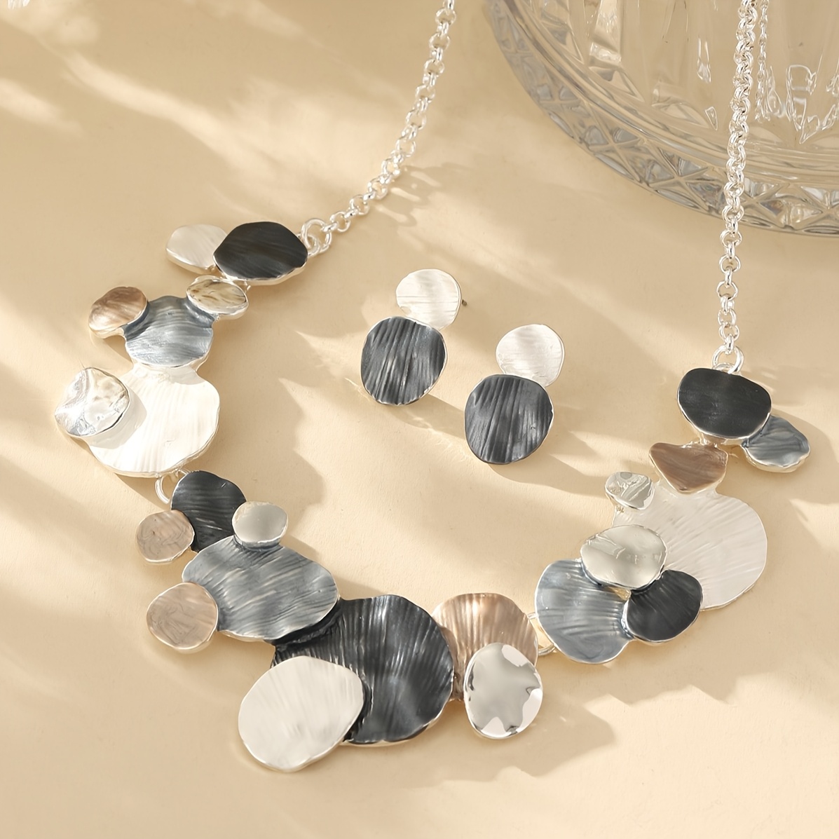 Colorful Enamel Geometric Round Jewelry Set